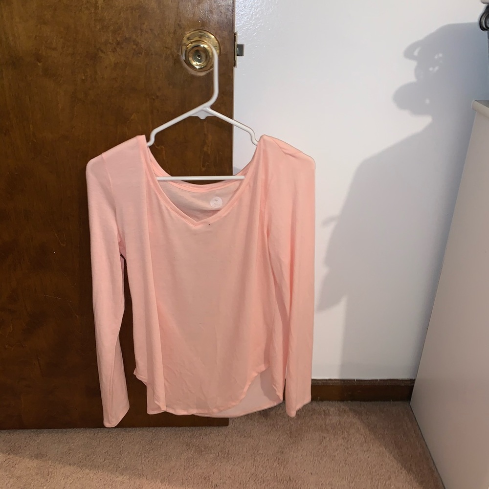 pink vneck long sleeve